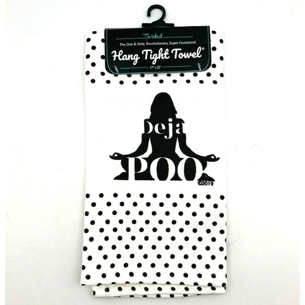 Twisted Wares "Deja Poo" White & Black Hang Tight Towel Dishcloth - NEW